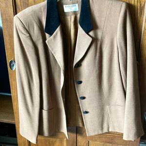 Alfred Dunner Tan and Black Blazer Tailored Suit Jacket